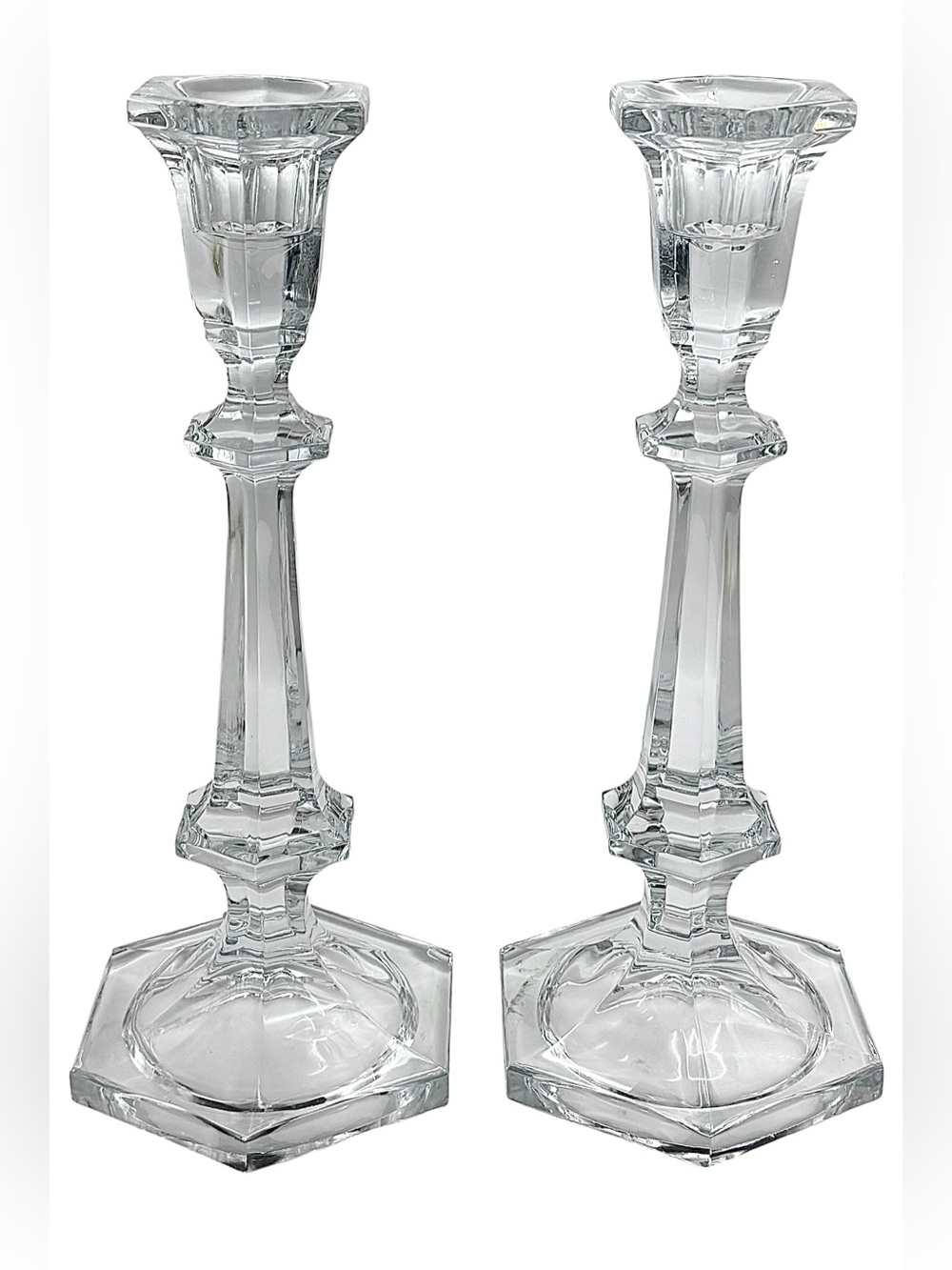 1930’s Baccarat France Pair of Harcourt Versailles Crystal Candlestick Holders